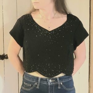 Vintage beaded & rhinestone crop top
